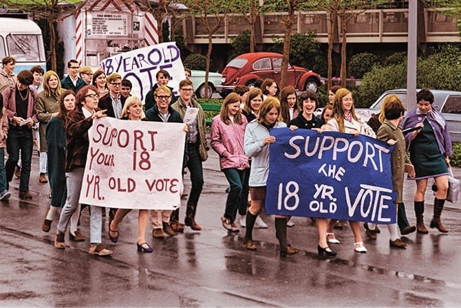 Young people protesting for the right to vote
