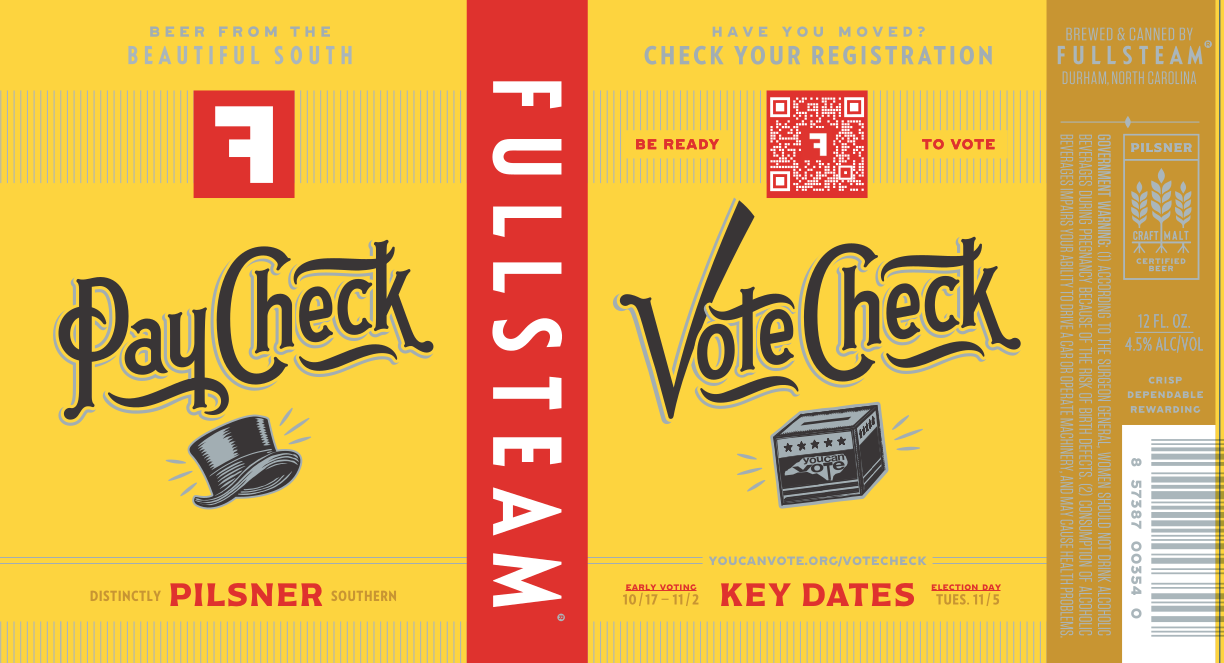 PayCheck Pilsner VoteCheck Edition 2024 Can Label